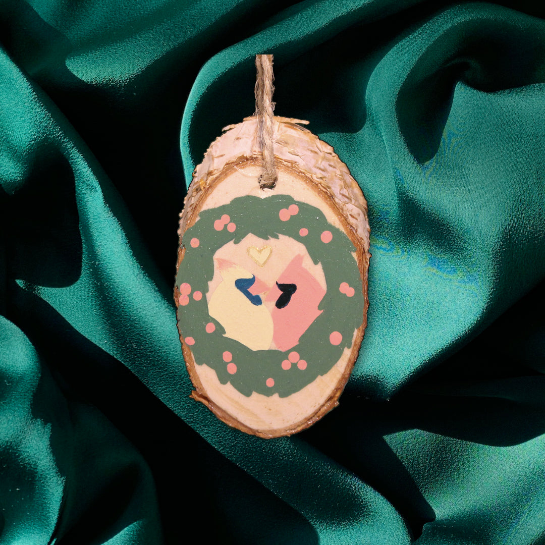 Northern Cardinals Hand-painted Wood Slice Ornament/Gift Tag | Christmas 2023