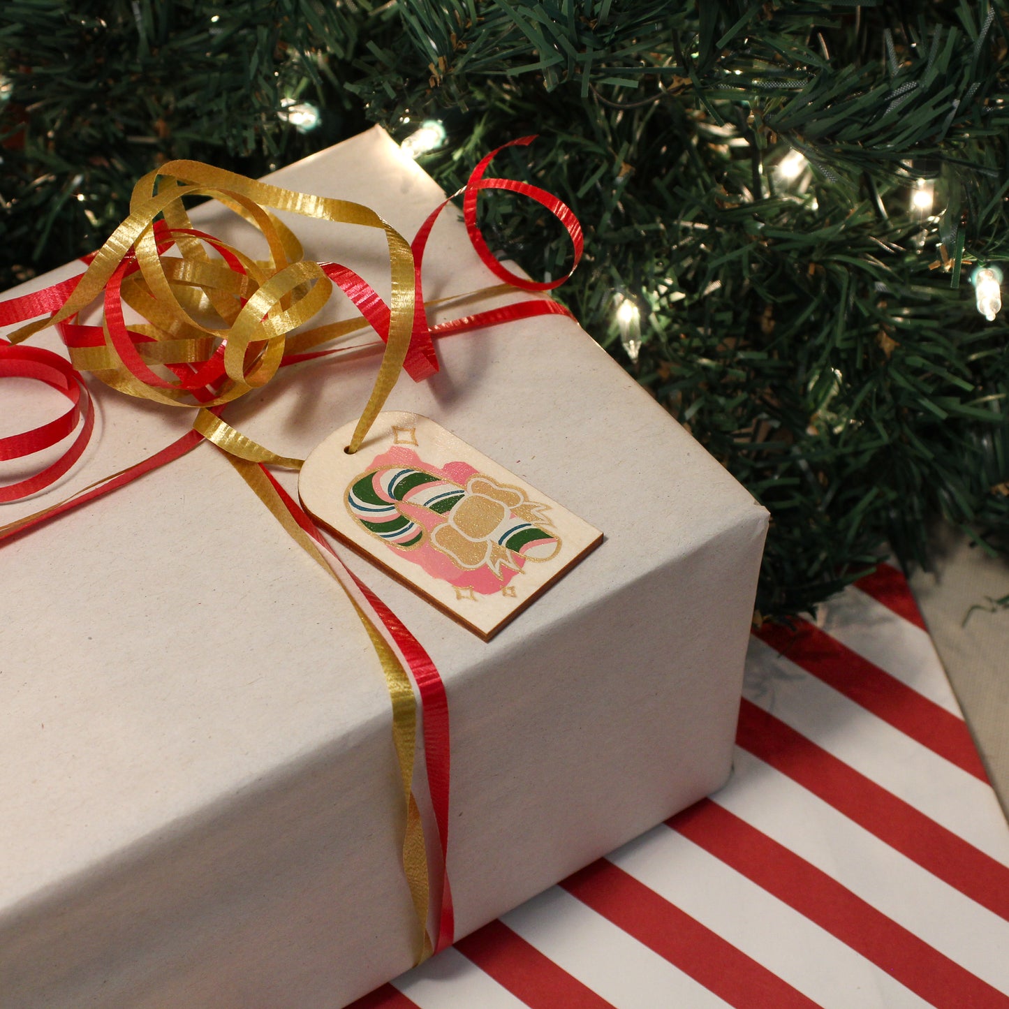 Candy Cane Hand-painted Wood Ornament/Gift Tag | Christmas 2023
